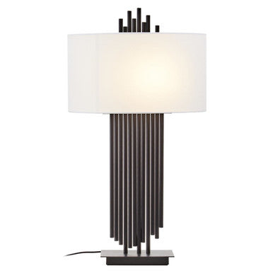 Impero Table Lamp With White Linen Shade - Image 1