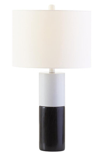 Eben Black Marble Base and White Shade Table Lamp