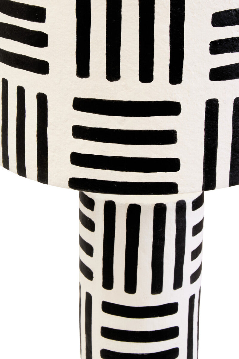 Carta Black And White Papier Mache Table Lamp with Geometric Lines - Image 11