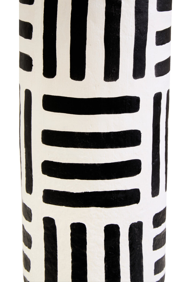 Carta Black And White Papier Mache Table Lamp with Geometric Lines - Image 13