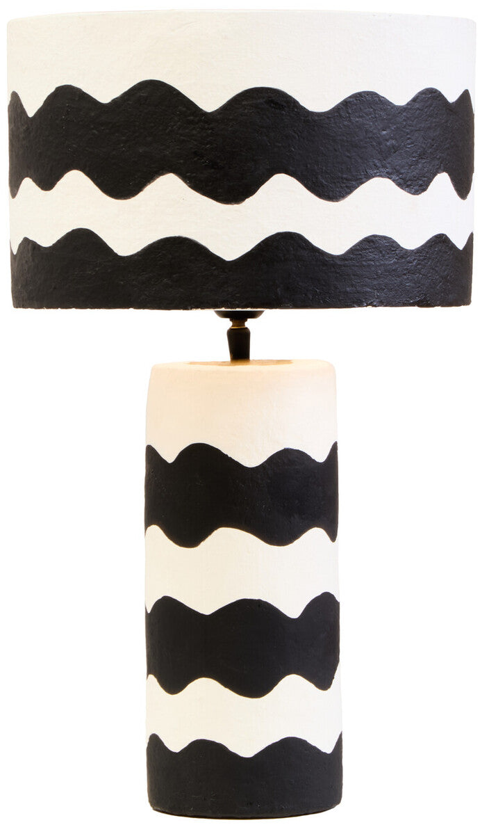 Carta Black And White Curved Stripe Papier Mache Table Lamp - Image 3