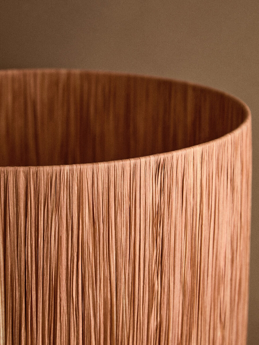 Carta Natural Papier Mache Table Lamp With Rust Raffia Shade - Image 7