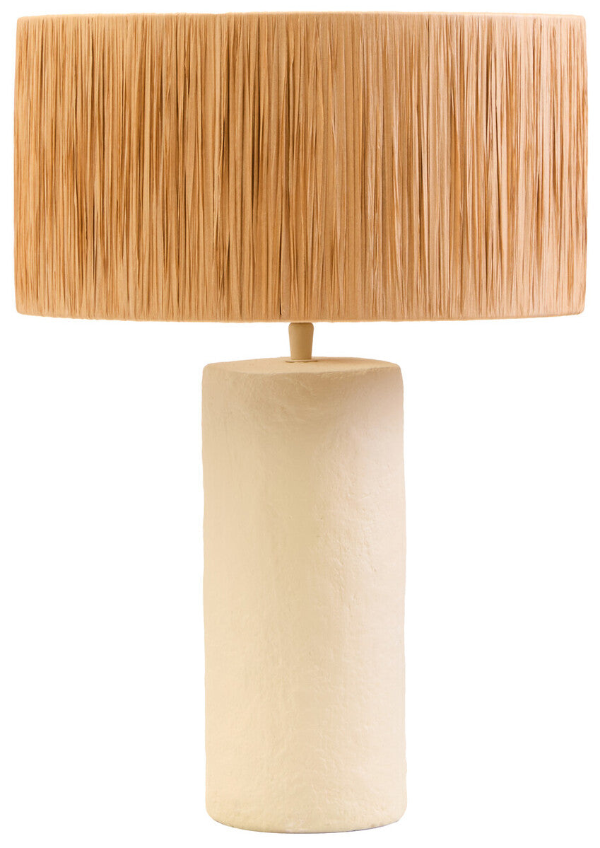 Carta Natural Papier Mache Table Lamp With Natural Raffia Shade - Image 1