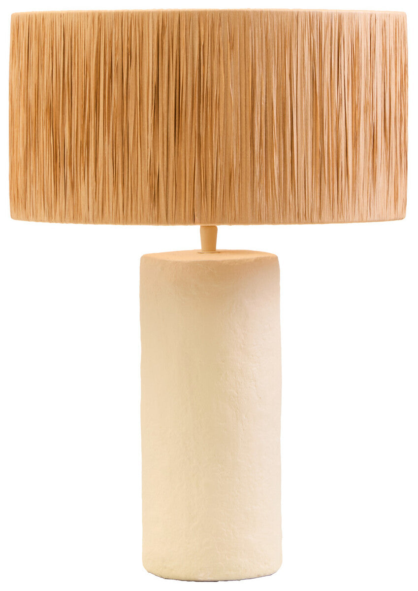 Carta Natural Papier Mache Table Lamp With Natural Raffia Shade - Image 3