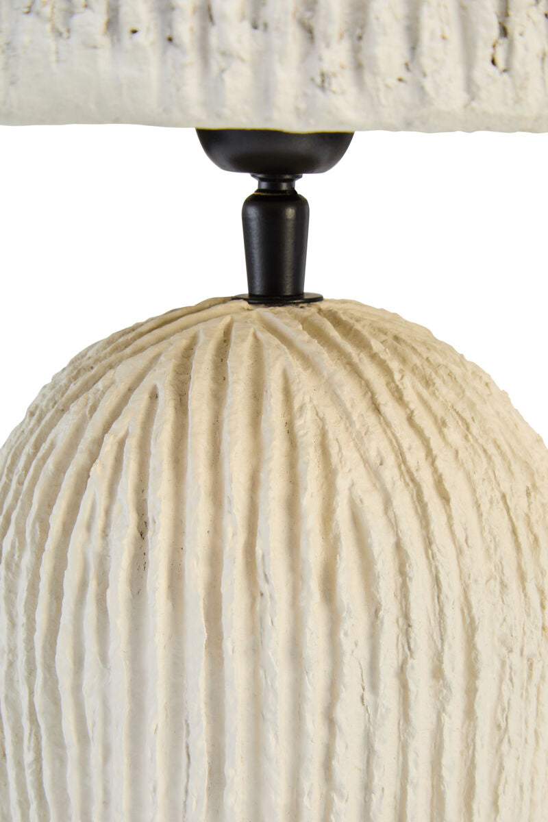 Oatmeal Etched Linear Design Papier Mache Domed Table Lamp | Carta