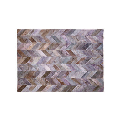 Bosie Safira Small Grey Hair on Leather Chevron Patchwork Rug - Image 1
