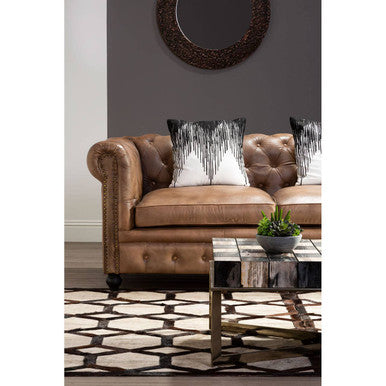 Bosie Safira Small Grey Rug with Black Hair on Leather