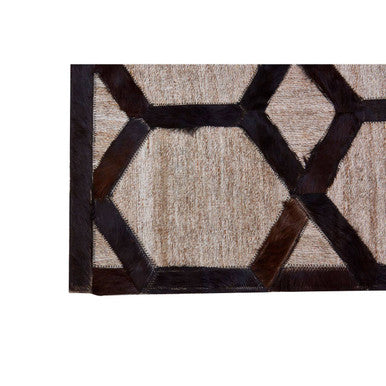 Bosie Safira Small Grey Rug with Black Hair on Leather