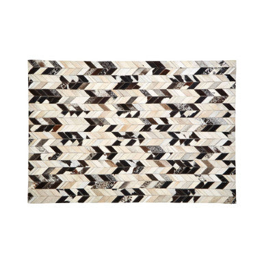 Bosie Safira Small Hair on Leather Chevron Patchwork Rug - Image 1