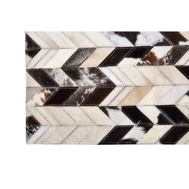 Bosie Safira Small Hair on Leather Chevron Patchwork Rug