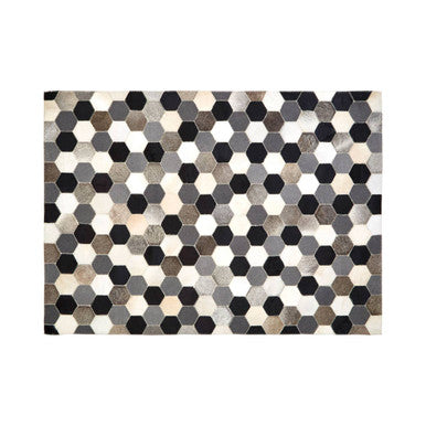 Bosie Safira Large Hair on Leather Hexagon Patchwork Rug - Image 1