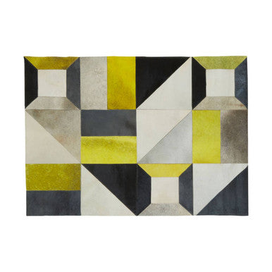 Bosie Safira Small Abstract Hair on Leather Patchwork Rug - Image 1