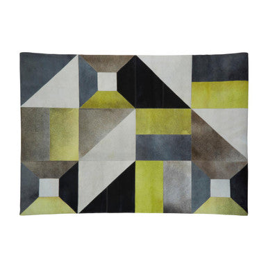 Bosie Safira Large Abstract Hair on Leather Patchwork Rug - Image 1