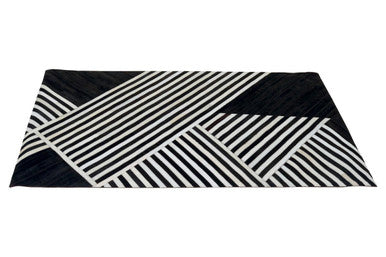 Bosie Safira Small Black And White Hair on Leather Rug - Image 10