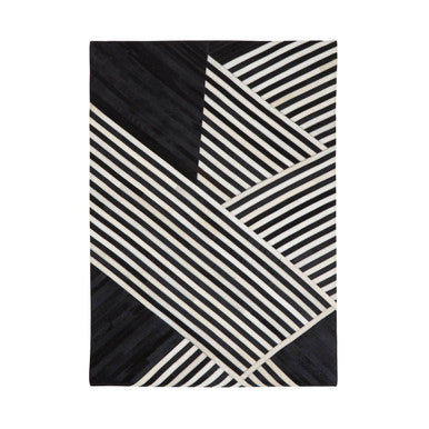 Bosie Safira Small Black And White Hair on Leather Rug