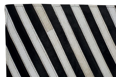 Bosie Safira Small Black And White Hair on Leather Rug - Image 9