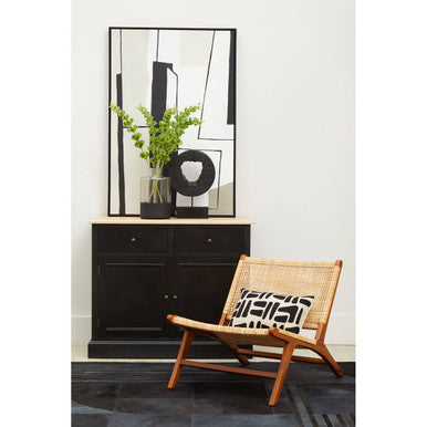 Bosie Safira Large Deco Black And Grey Hair on Leather Rug