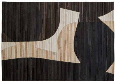Bosie Safira Small Abstract Hair On Leather Rug - Image 1