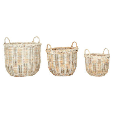 Argento Whitewash Rattan Storage Baskets Set of Three - Image 3