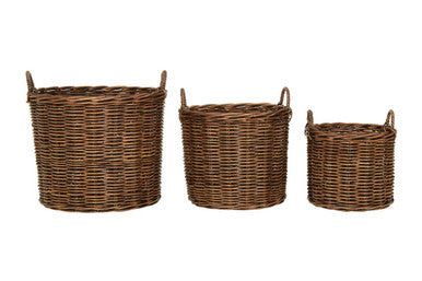 Argento Brown Rattan Storage Baskets- Set of 3