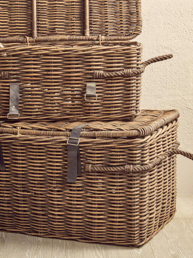 Argento Brown Rattan Storage Trunks -Set of 3