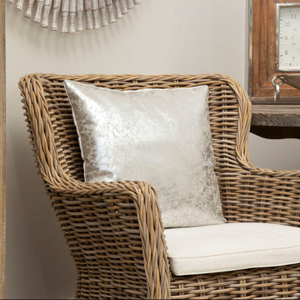 Bosie Kensington Townhouse Crush Leather Effect Silver Cushion - Image 2