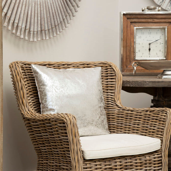 Bosie Kensington Townhouse Crush Leather Effect Silver Cushion - Image 2