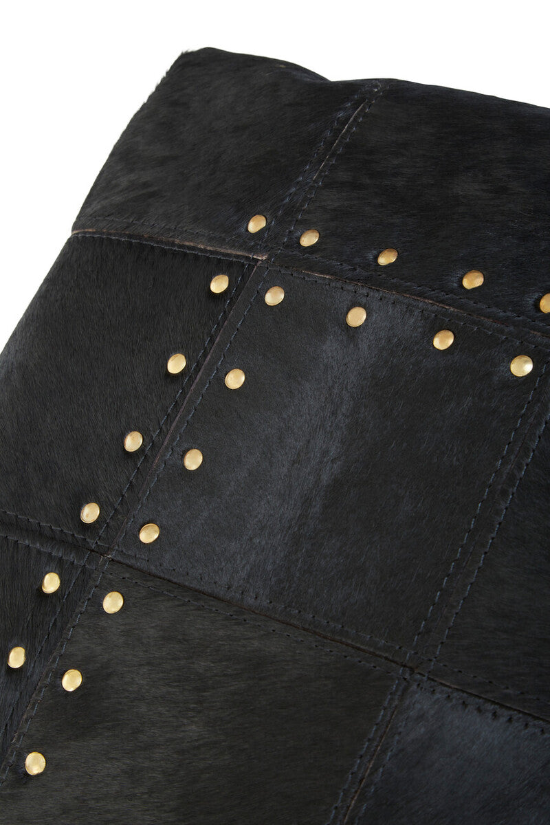 Bosie Safira Black Hair on Leather Patchwork Cushion - Image 12