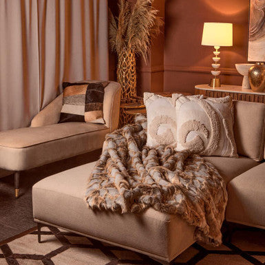 Bosie Safira Neutral Colourblock Hair on Leather Patchwork Cushion - Image 2