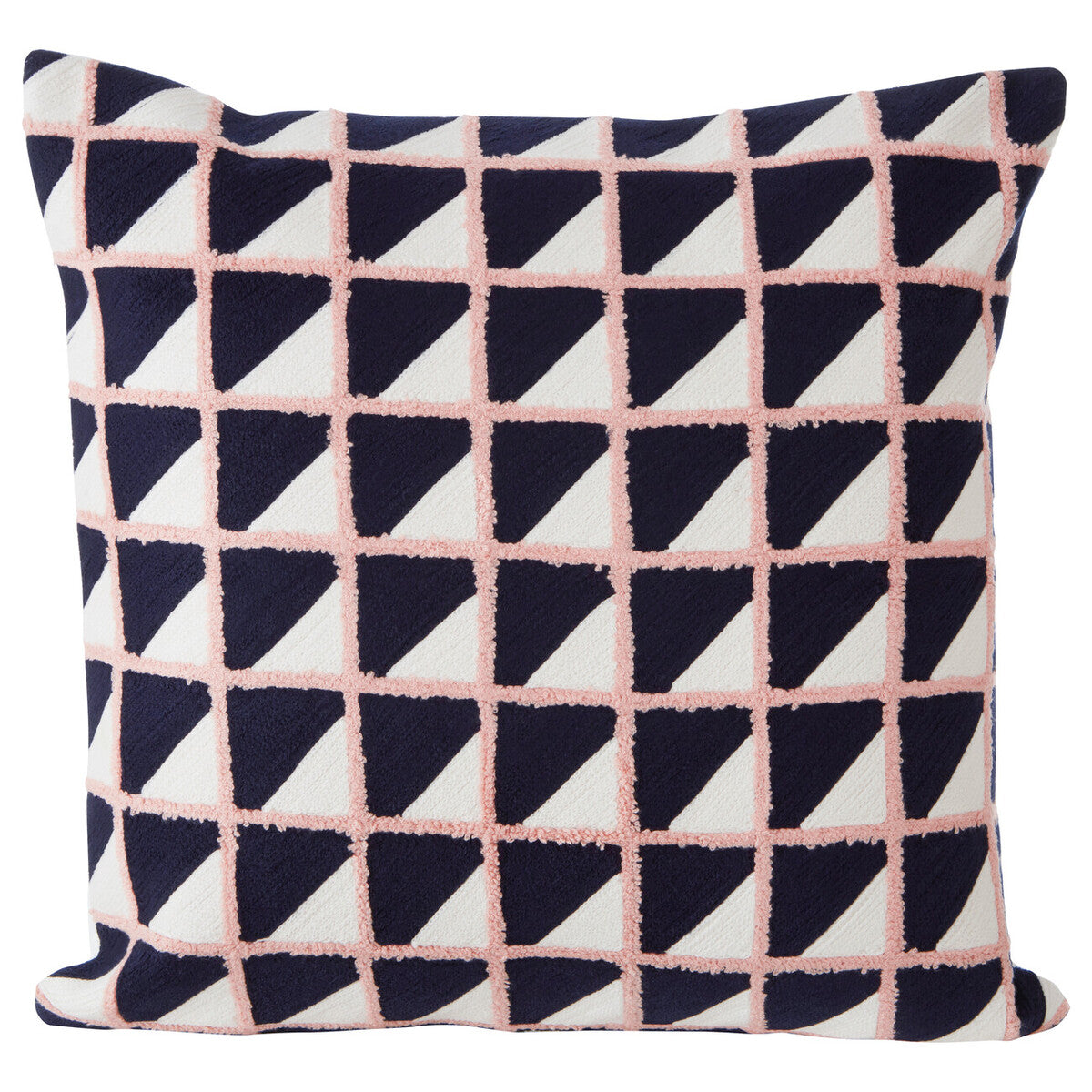 Decorative pillow with geometric pattern on a white background