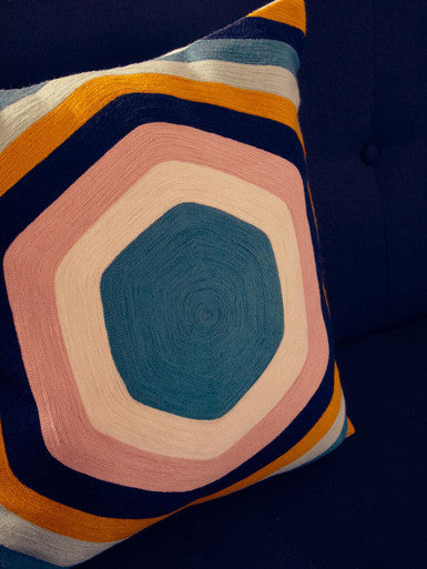 Bosie Ozella Hexagonal Design Embroidered Cushion