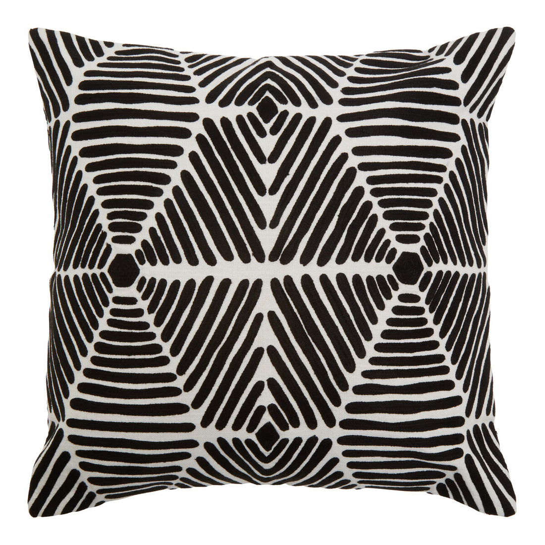 Bosie Ozella Black And White Square Embroidered Cushion