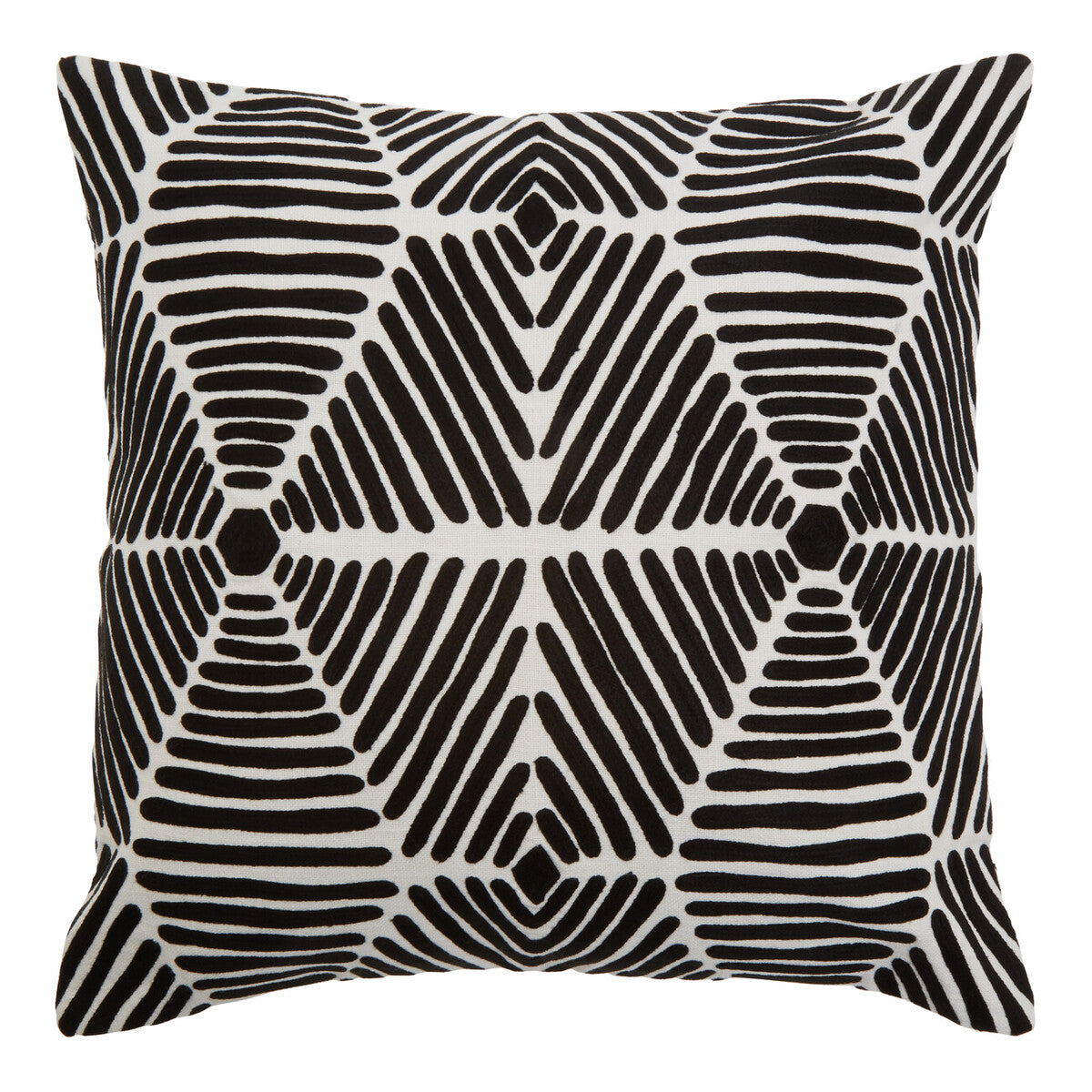 Bosie Ozella Black And White Square Embroidered Cushion