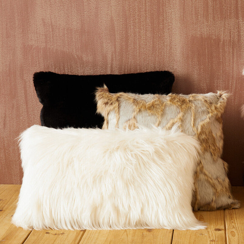 Bosie Lamina Grey Rectangular Fur Cushion - Image 2