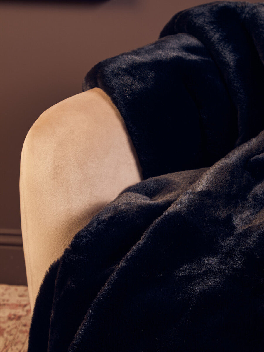 Bosie Lamina Black Fur Throw