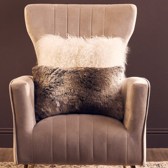 Bosie Lamina Mocha Ombre Rectangular Fur Cushion - Image 2