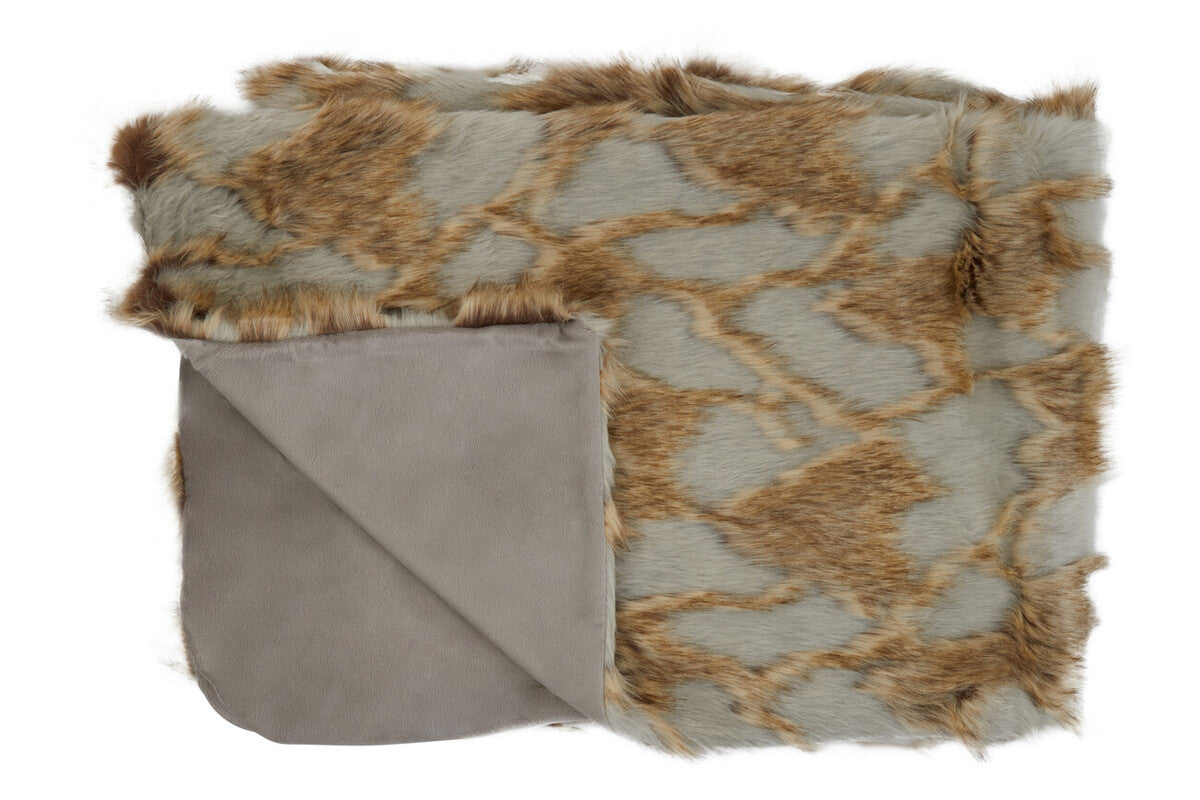 Bosie Lamina Grey And Natural Fur Throw - Image 1