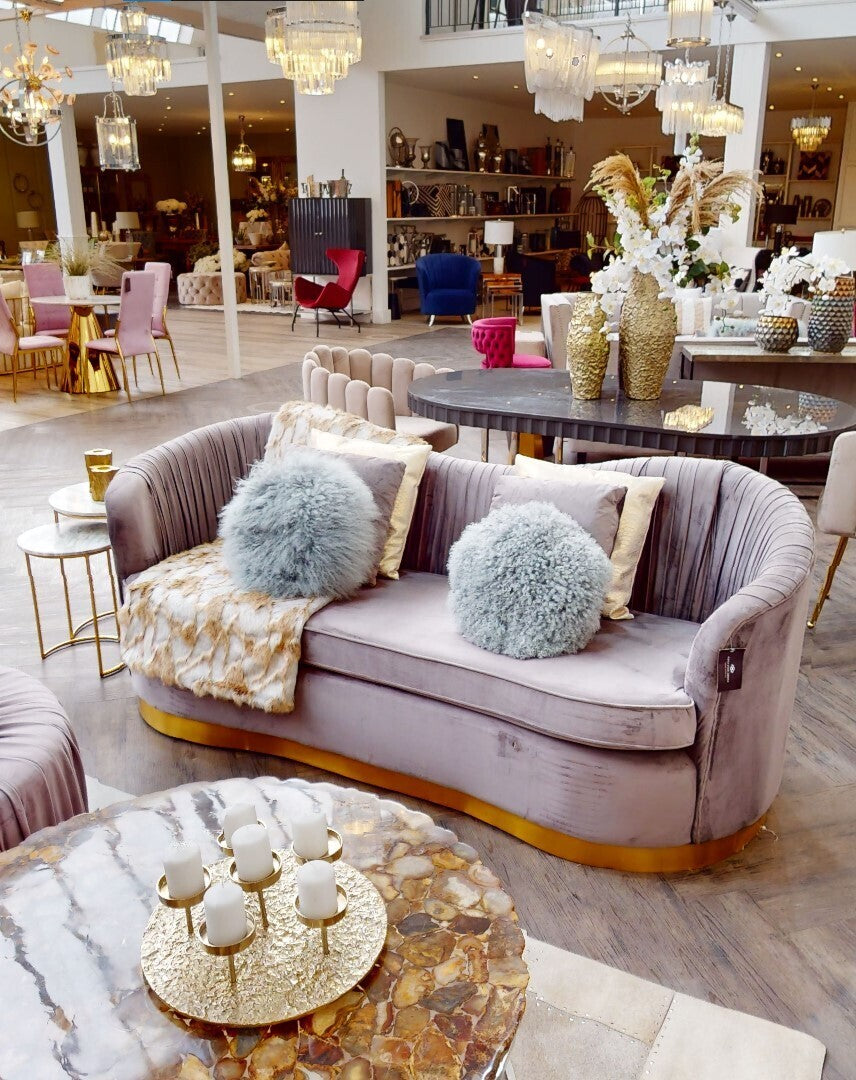 Bosie Lamina Grey And Natural Fur Throw