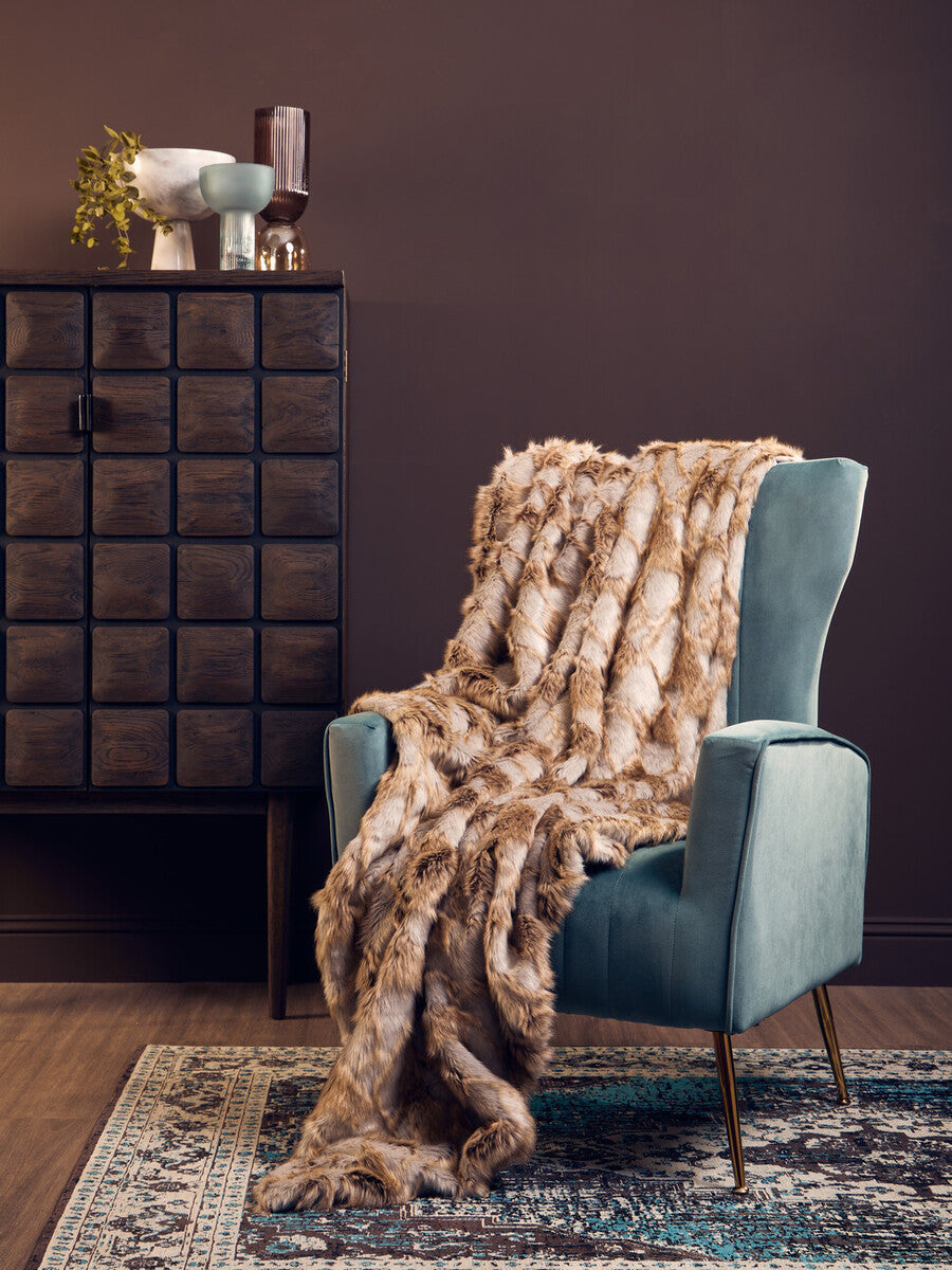 Bosie Lamina Grey And Natural Fur Throw - Image 6