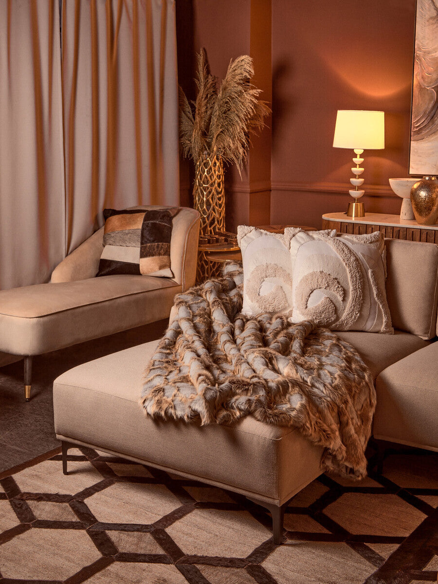 Bosie Lamina Grey And Natural Fur Throw - Image 7