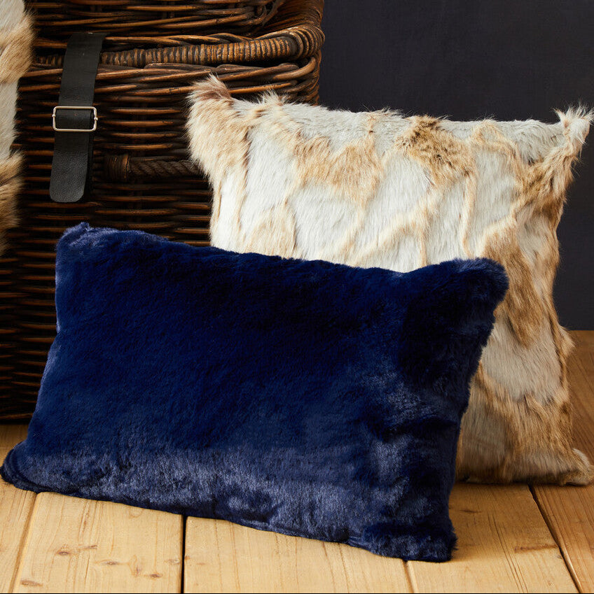 Bosie Lamina Grey And Natural Square Fur Cushion - Image 2