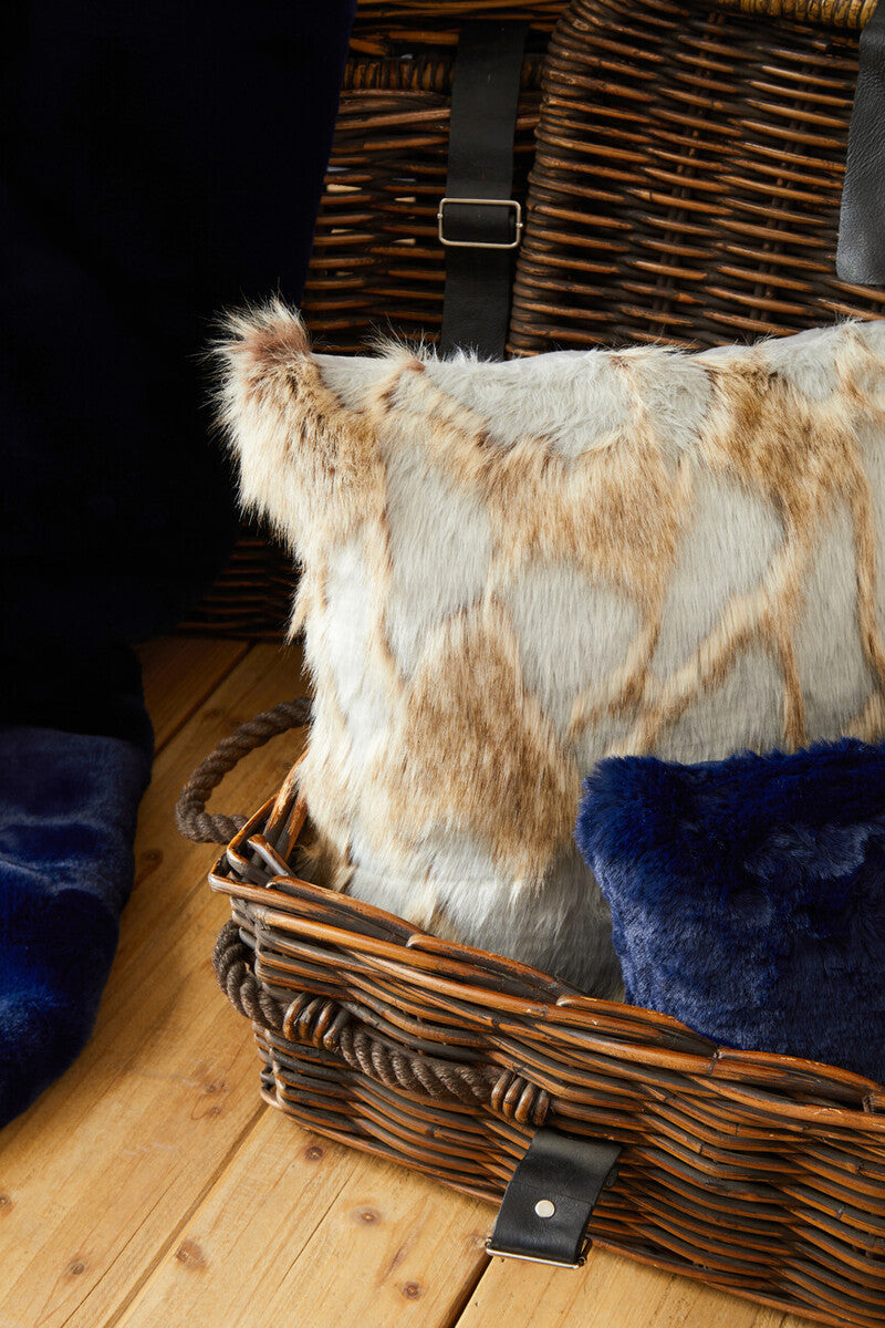 Bosie Lamina Grey And Natural Square Fur Cushion - Image 6