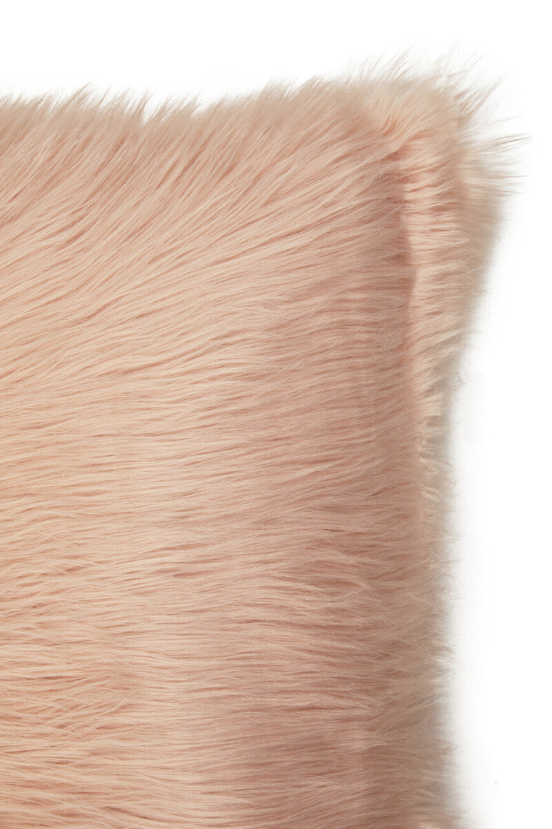 Bosie Mongolian Faux Fur Pink Square Cushion