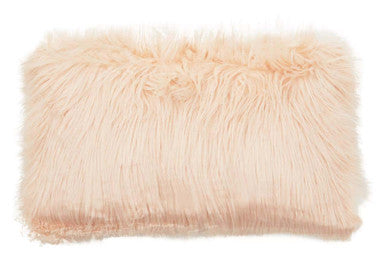 Bosie Mongolian Faux Fur Pink Rectangular Cushion - Image 1
