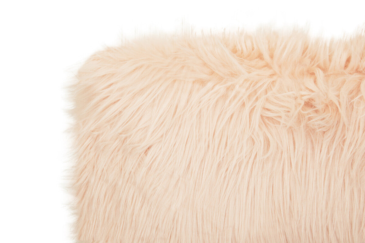 Bosie Mongolian Faux Fur Pink Rectangular Cushion - Image 5