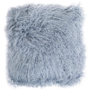 Bosie Real Mongolian Fur Grey Square Cushion - Image 1
