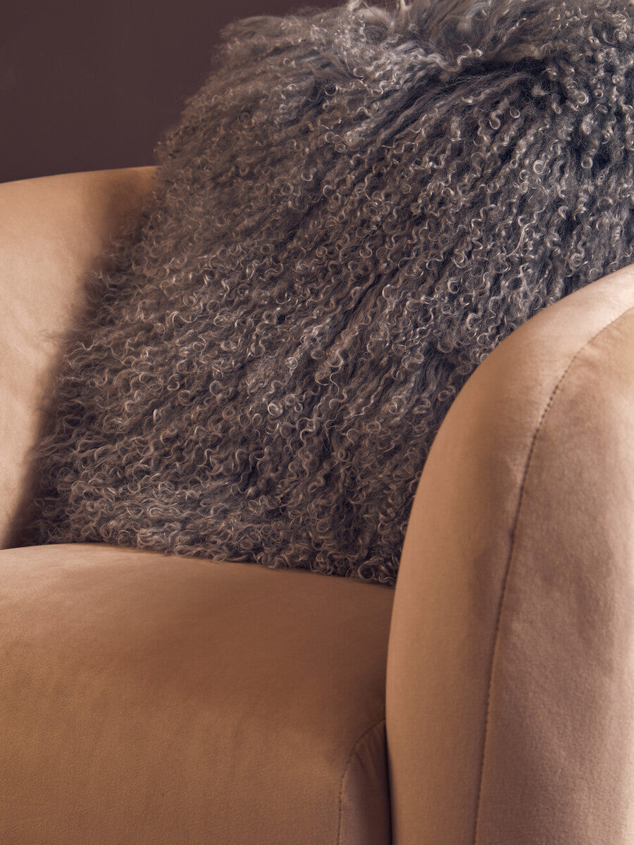 Bosie Real Mongolian Fur Grey Square Cushion - Image 5
