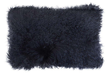 Bosie Mongolian Fur Black Rectangular Cushion