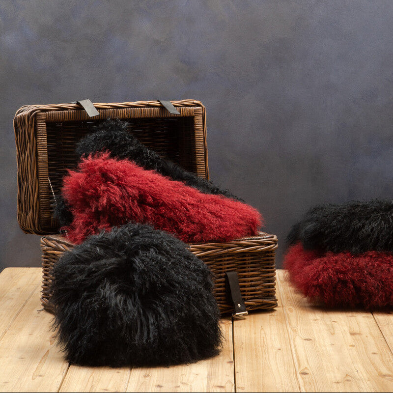 Bosie Real Mongolian Fur Black Rectangular Cushion - Image 2