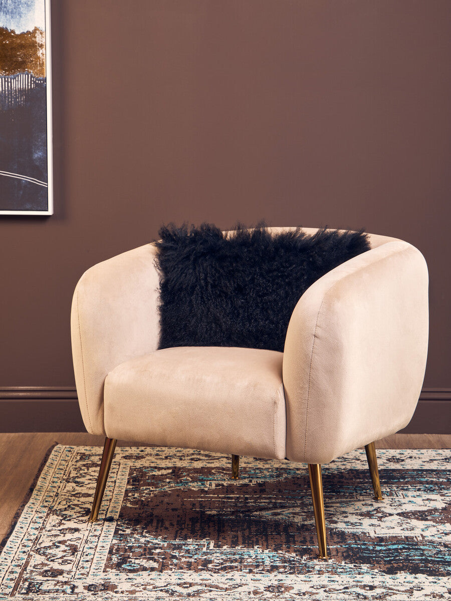 Bosie Real Mongolian Fur Black Rectangular Cushion - Image 4